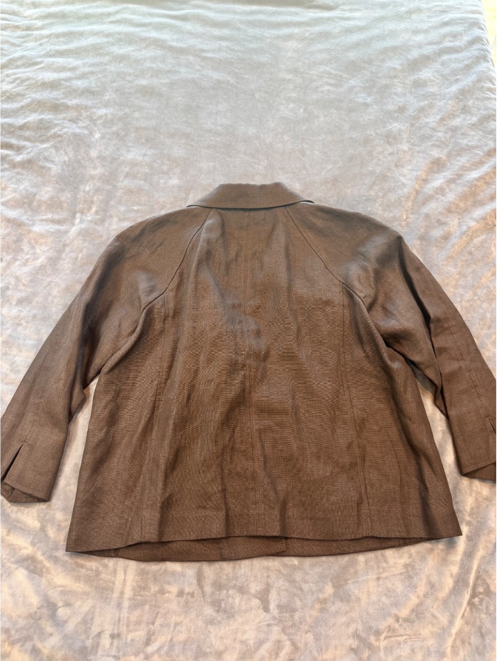 Talbots 100% Pure Irish Linen Jacket Chocolate Brown Small Petite NWT - Picture 9 of 9